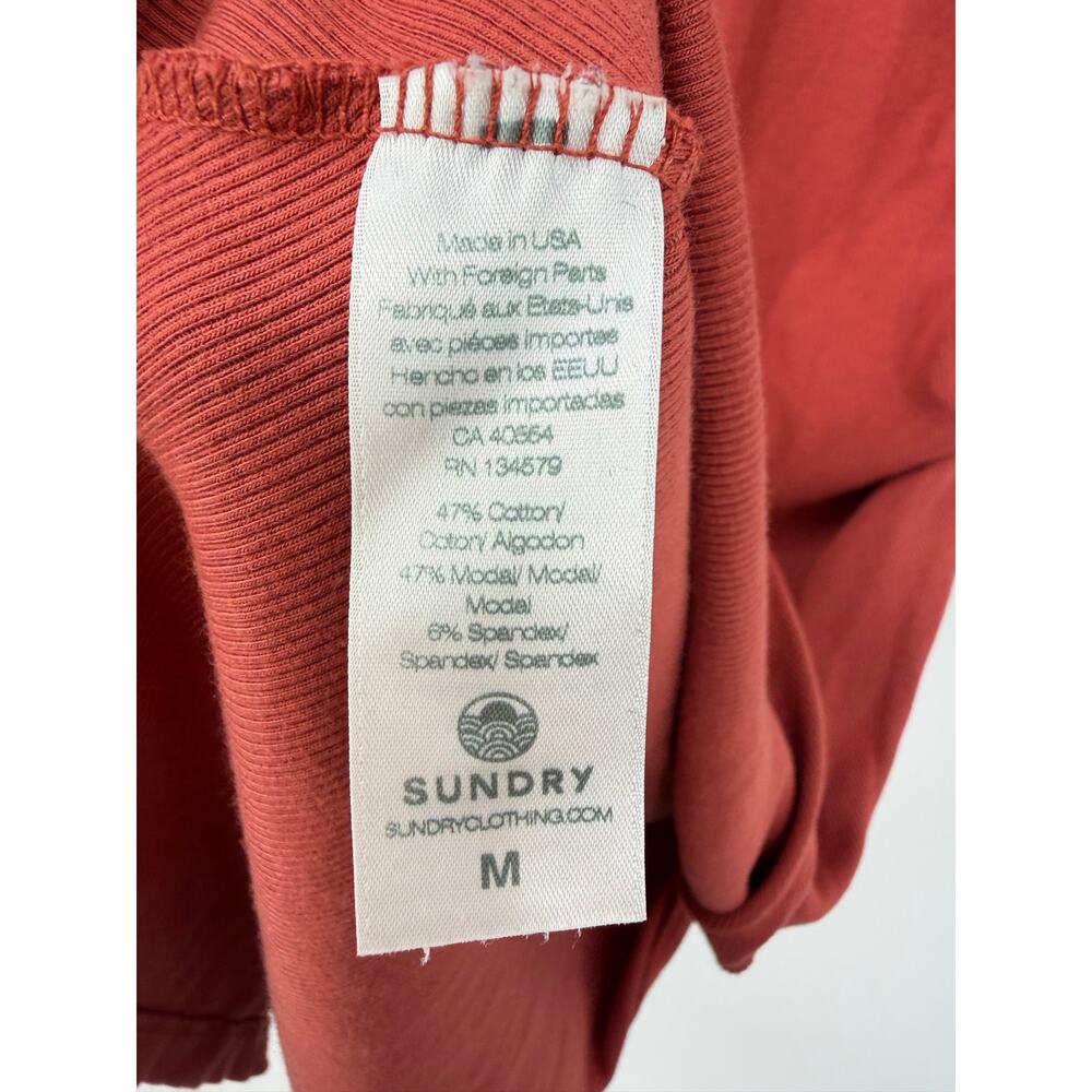 Sundry Side-Ruched Rib Knit Tank Midi Dress Size M in Terracotta Stretch Coastal - Picture 6 of 9